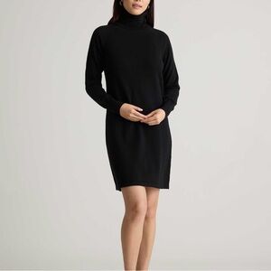 Quince Mongolian Cashmere Turtleneck Sweater Dress, black, sz small